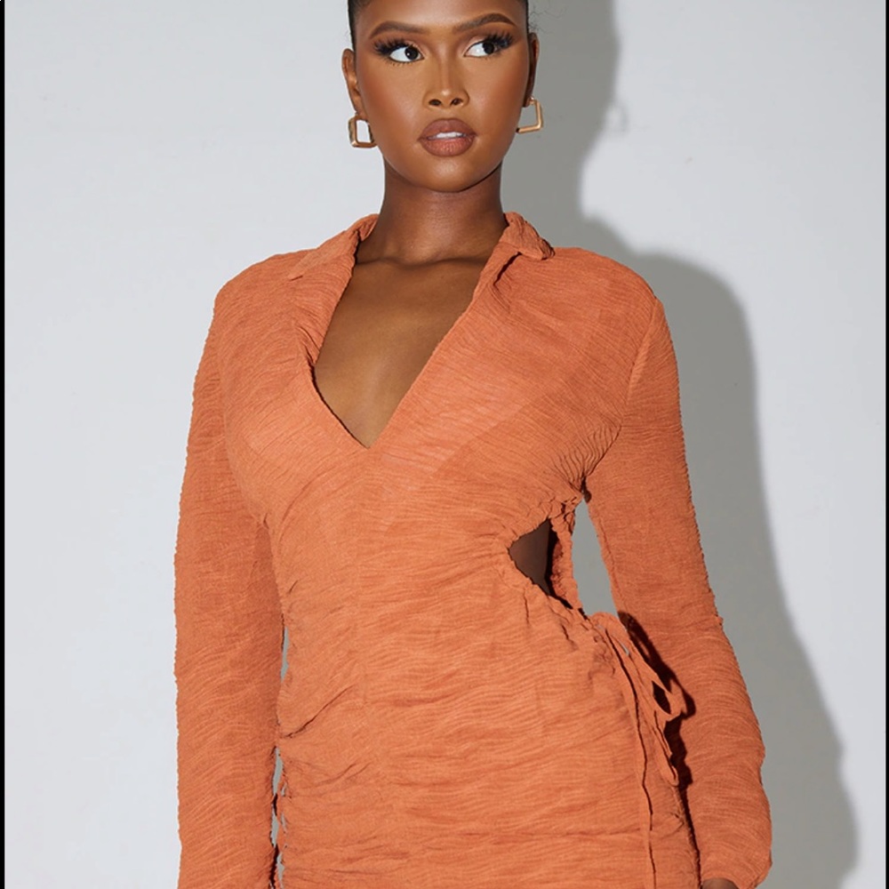 Cute Orange Ruched Dress. BRAND NEW w/tags
